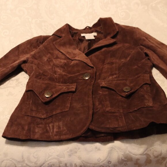 Fitted Suede Leather one button Charlotte Russe jacket Small 100% leather Brown - Picture 3 of 16